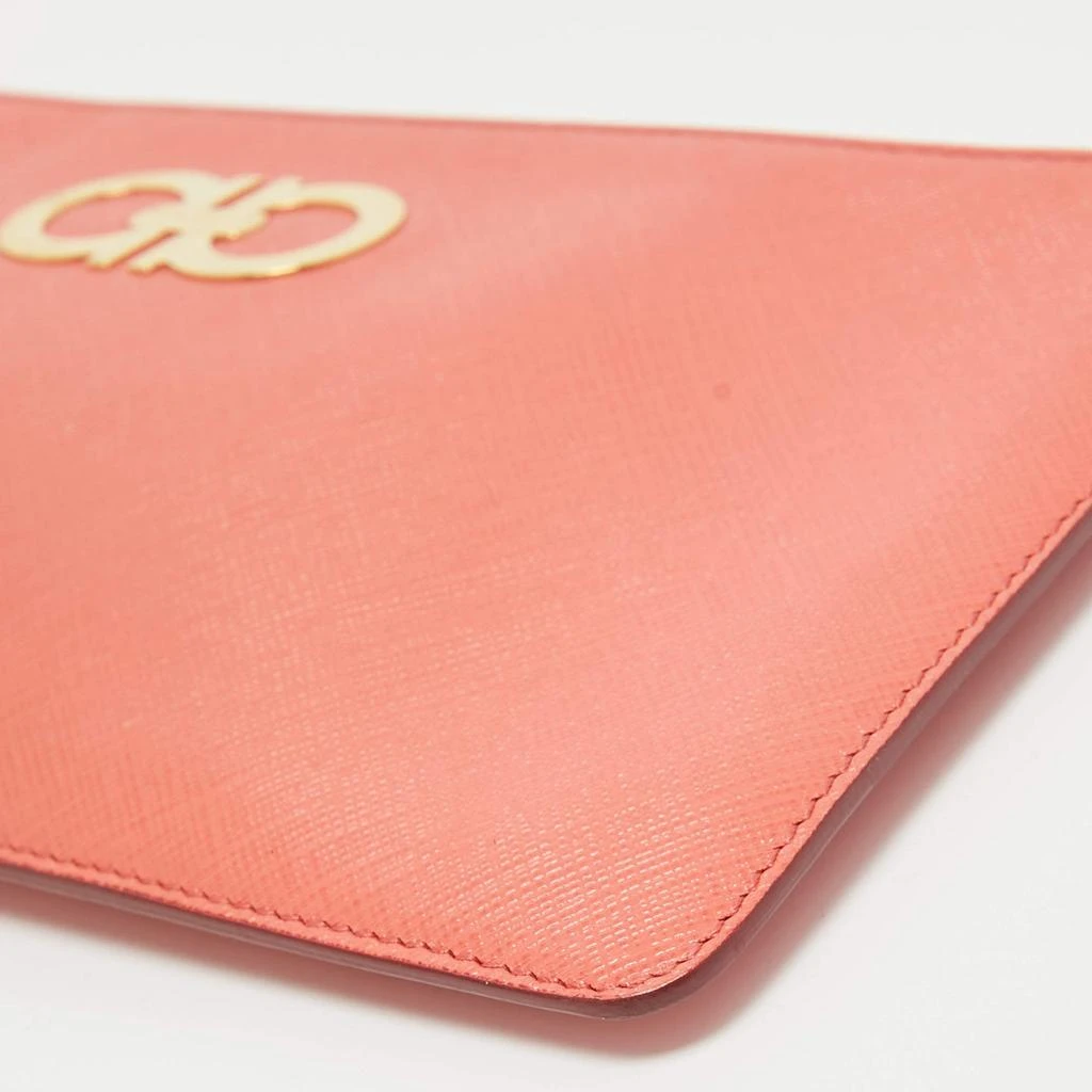 Salvatore Ferragamo Salvatore Ferragamo Orange Leather Gancini Wristlet Clutch 11