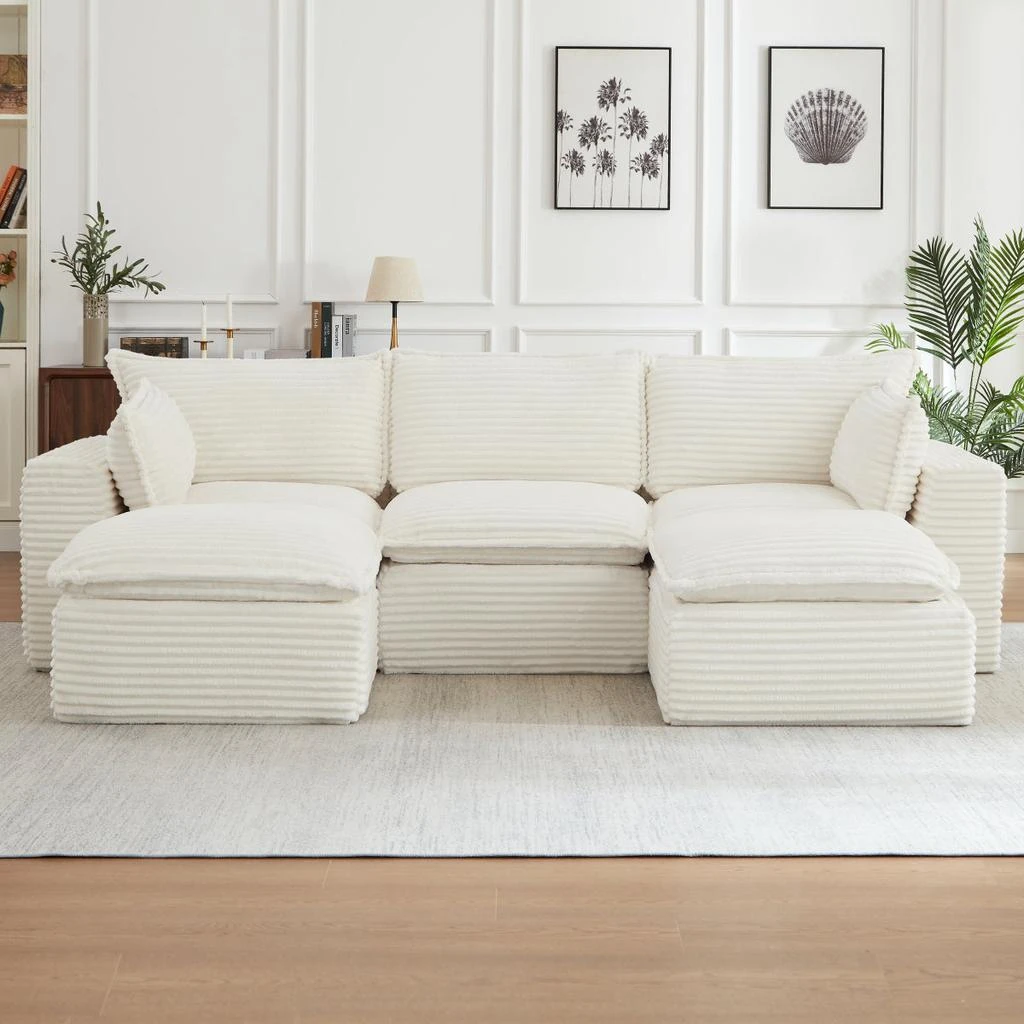 Streamdale Furniture Streamdale Cloud Sectional Couches for Living Room, Convertible L-Shape Couch with Ottoman 5