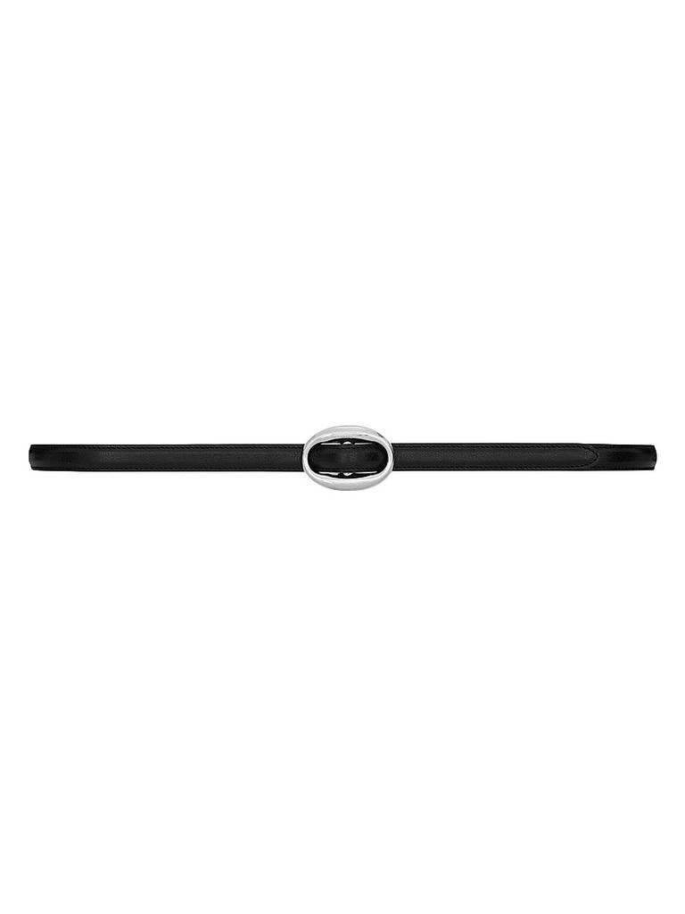 Yves Saint Laurent Oval Buckle Thin Belt In Smooth Leather 1