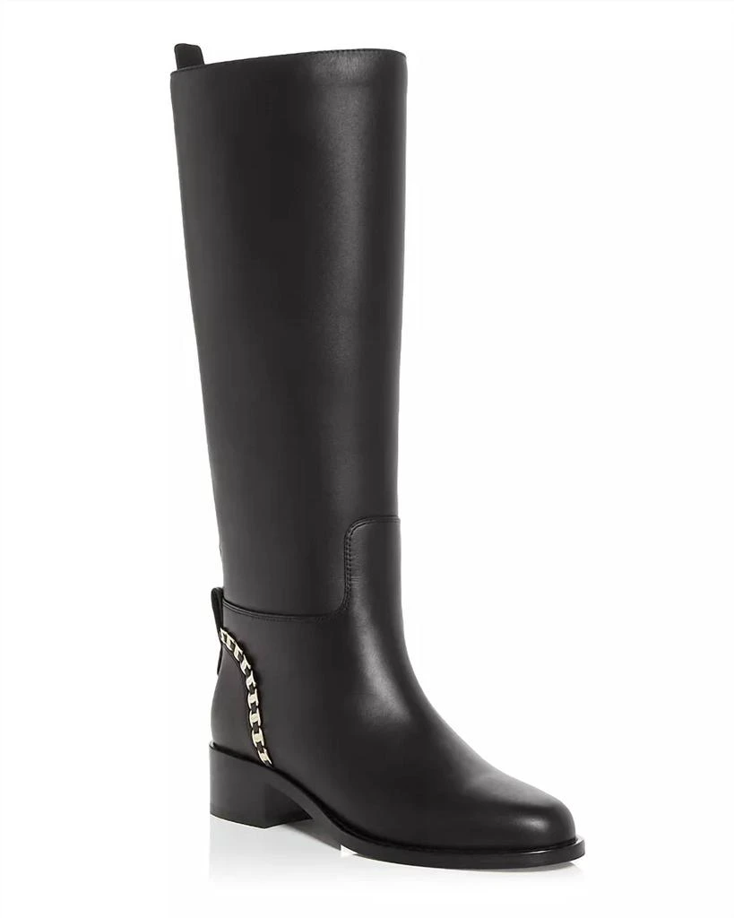 Salvatore Ferragamo Women
s Vara Chain Knee-High Boots In Black 1