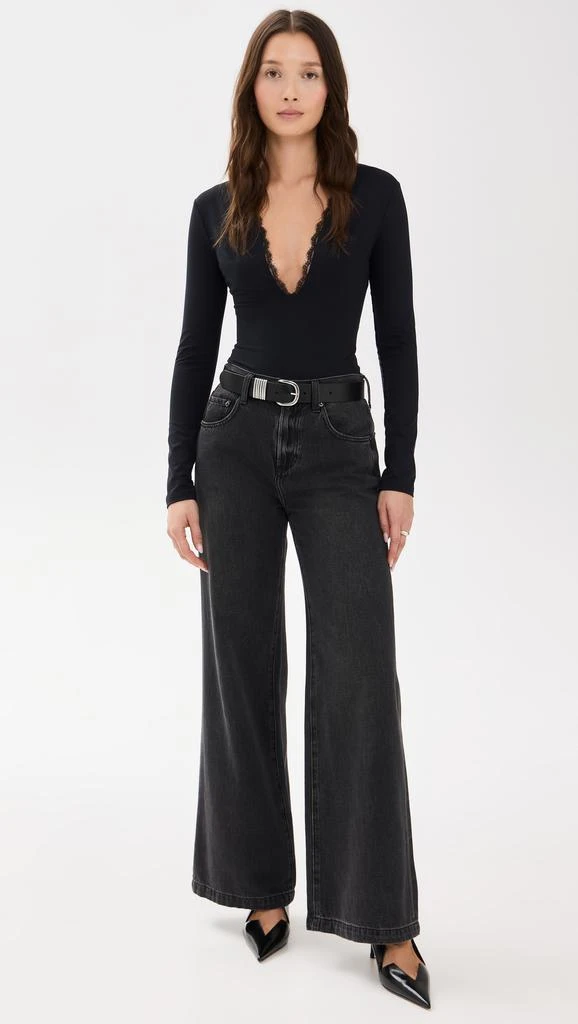 Fleur du Mal Margo Lace Long Sleeve Thong Bodysuit 4