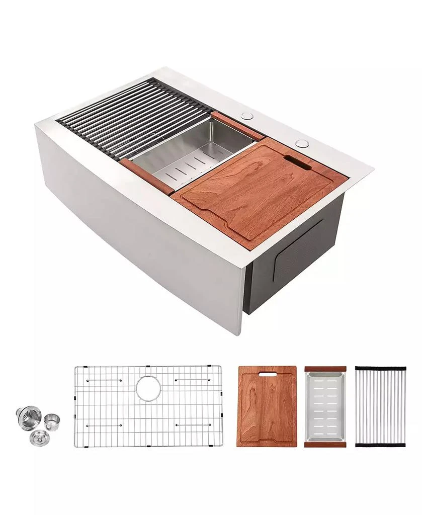 Flynama 36x22x10inch Drop In Farmhouse Sink Workstation Stainless Steel Topmount Apron Front 16 Gauge 7