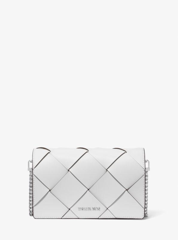 Michael Kors Jet Set Medium Woven Leather Crossbody Bag