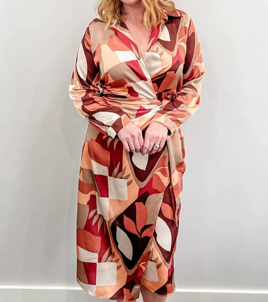 Dress Forum Dress Forum - The Right Fit Geometric Midi Wrap Dress 1