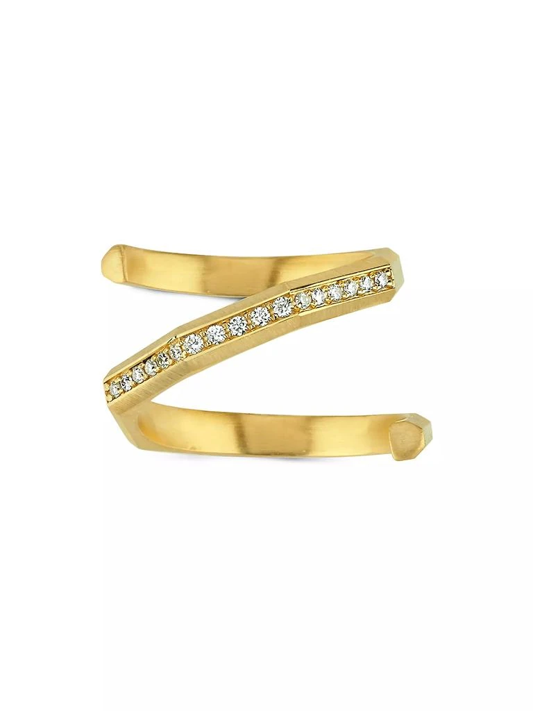 Ascher Luminescence 18K Gold & Diamond Brushed Hypnosis Ring 1
