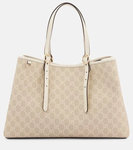 Gucci GG Emblem Medium leather-trimmed tote bag 1