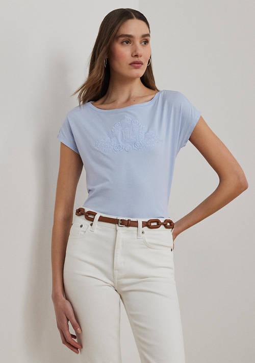 Ralph Lauren Ralph Lauren Beaded Logo Cotton Jersey T Shirt