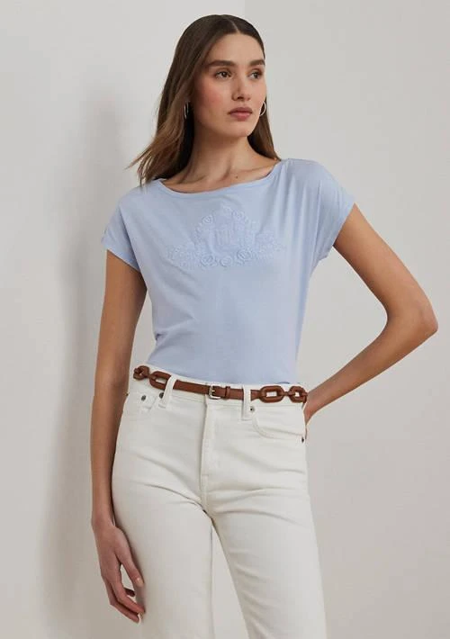 Ralph Lauren Ralph Lauren Beaded Logo Cotton Jersey T Shirt 1