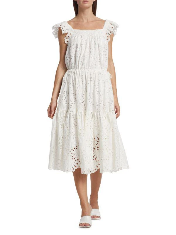 Charina Sarte L’Amour Eyelet Flutter-Sleeve Midi-Dress 1