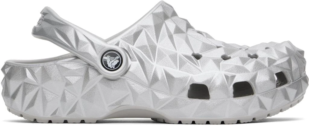 Crocs Silver Classic Metallic Geometric Clogs 1
