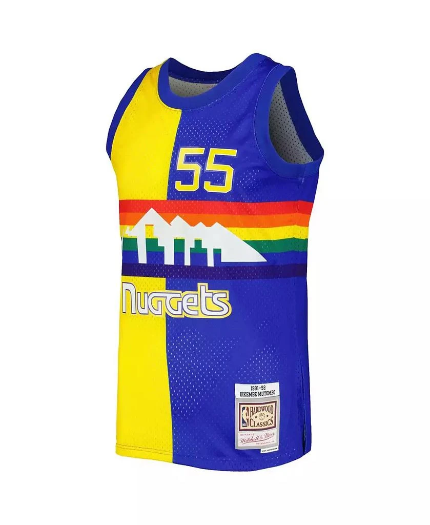 Mitchell & Ness Men's Dikembe Mutombo Royal, Gold Denver Nuggets Hardwood Classics 1991-92 Split Swingman Jersey 4