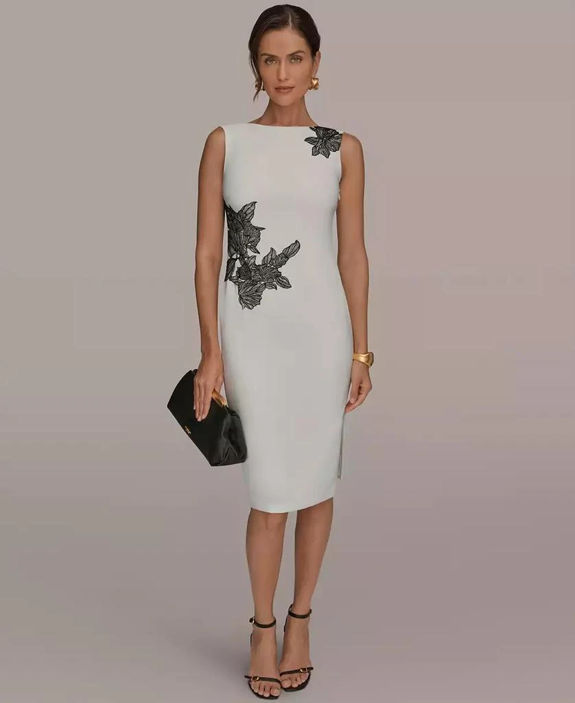 Donna Karan Women
s Sleeveless Embroidered Floral Sheath Dress 2