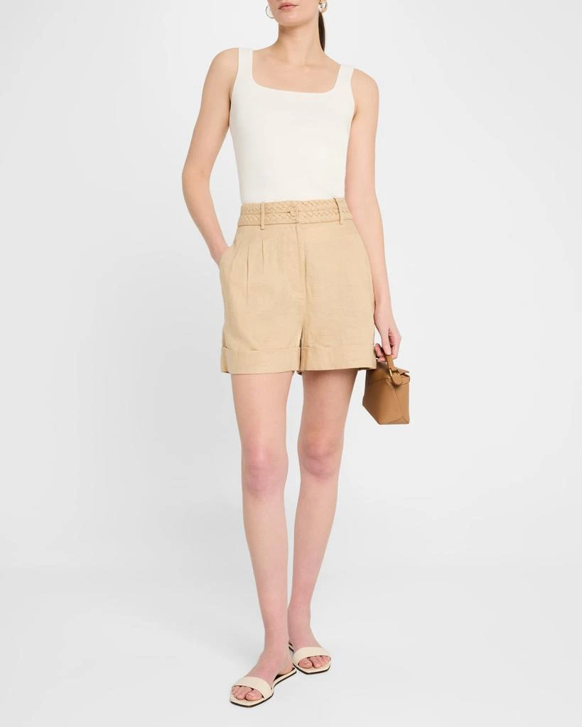 FIGUE Uma Braided Pleated Linen Shorts 2