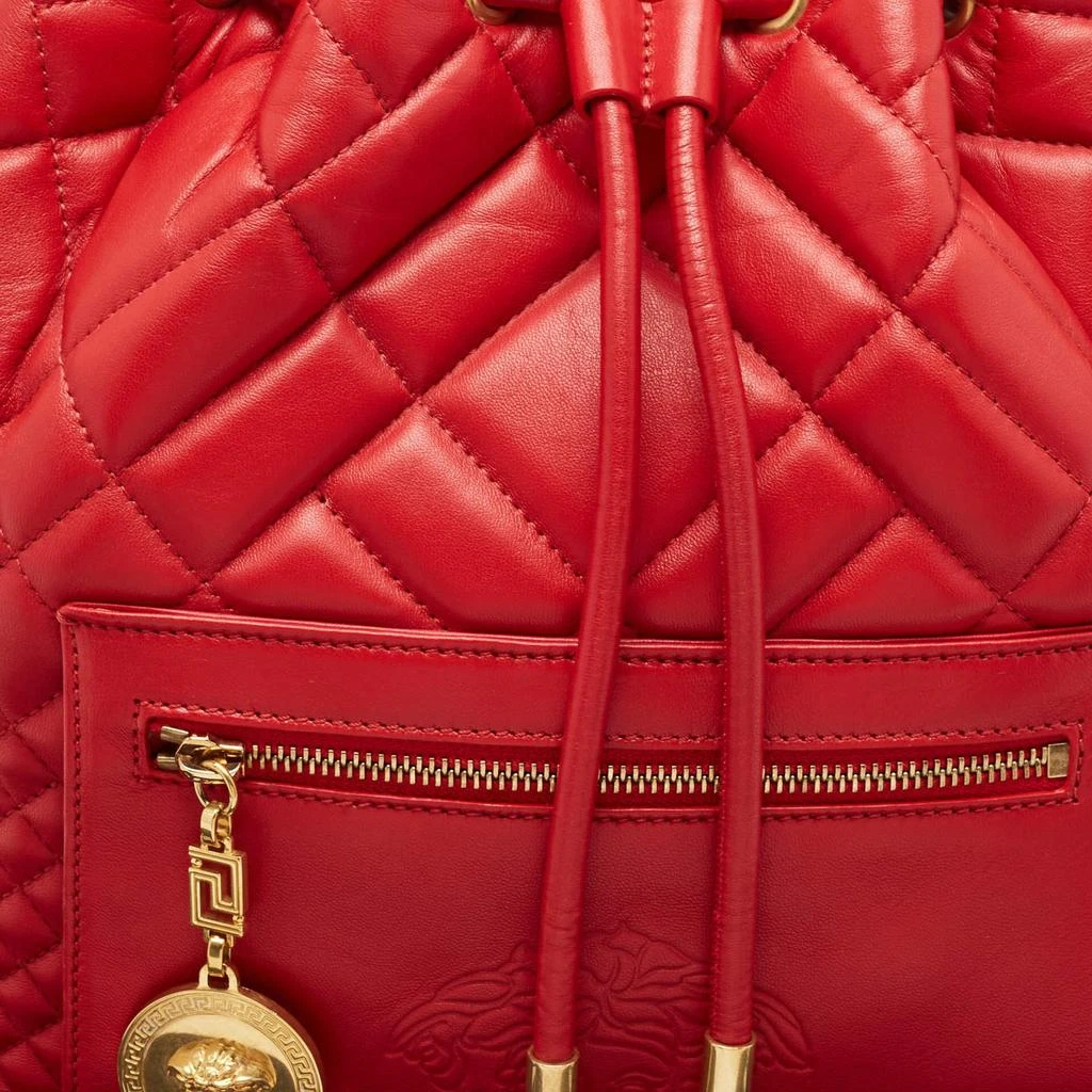 Versace Versace Red Quilted Leather Medusa Tribute Drawstring Backpack 5