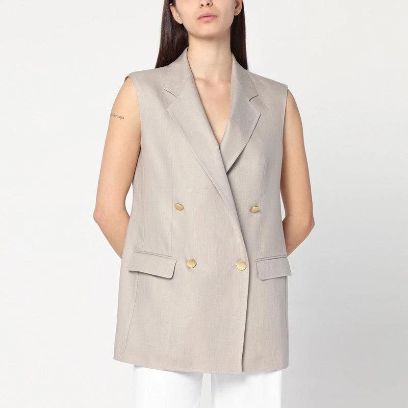 TAGLIATORE Women's Double-Breasted Linen Vest 1