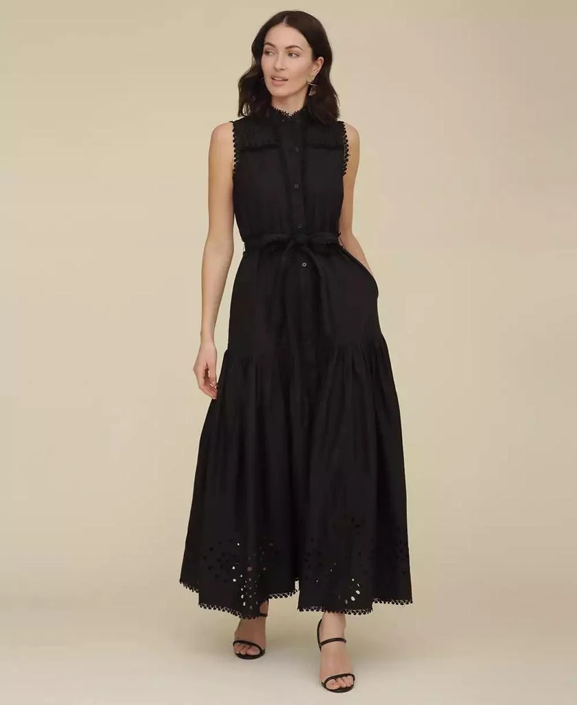 Avec Les Filles Women's Cotton Sleeveless Eyelet Maxi Dress 3