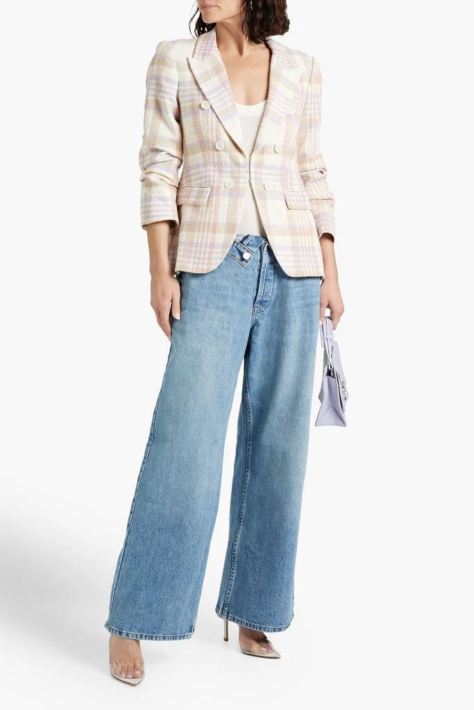 Derek Lam Kaia ruched checked cotton-blend tweed blazer 2