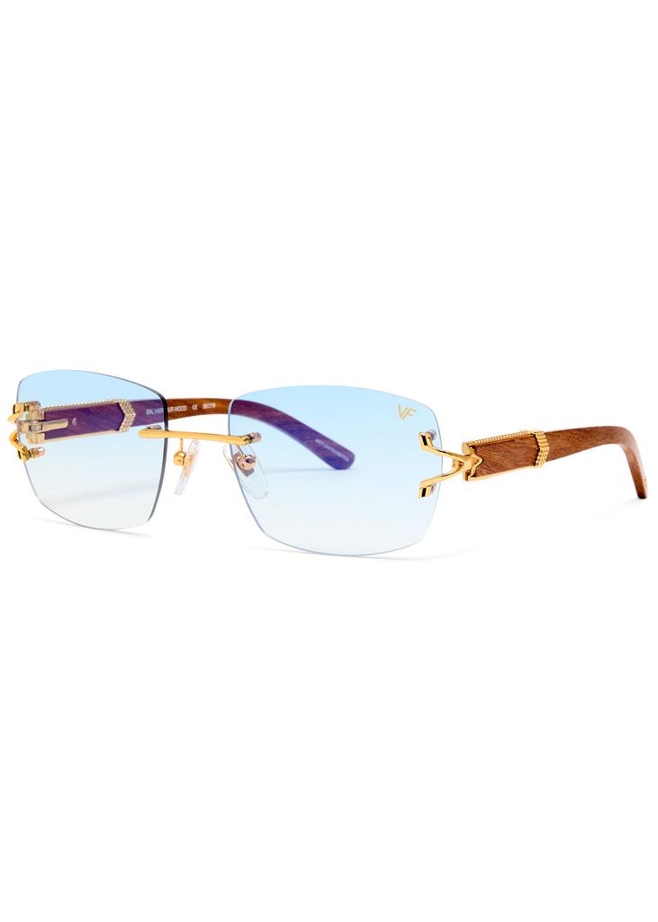 Vintage Frames Company Bal Harbour Wood Edition rectangle sunglasses