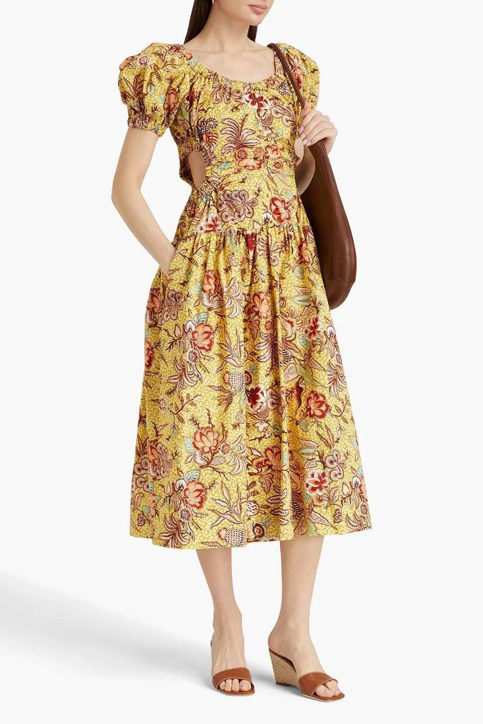 Ulla Johnson Golda cutout printed cotton-poplin midi dress 2