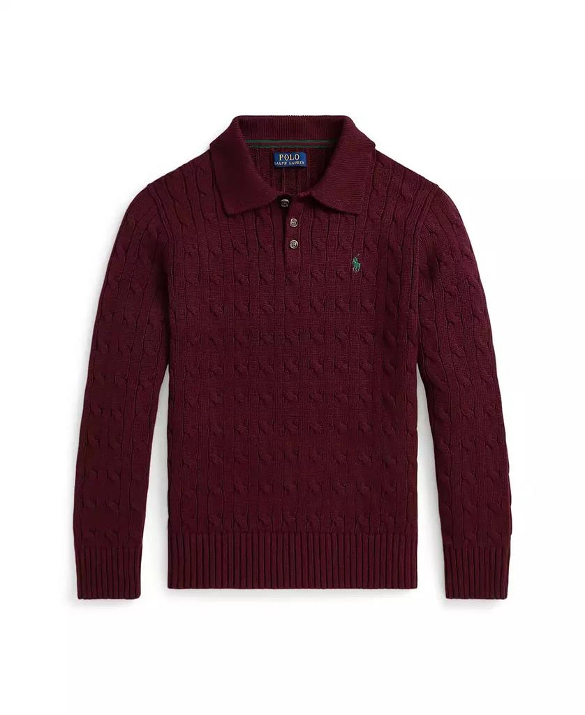 Ralph Lauren Big Boys Cable-Knit Cotton Polo Sweater 1
