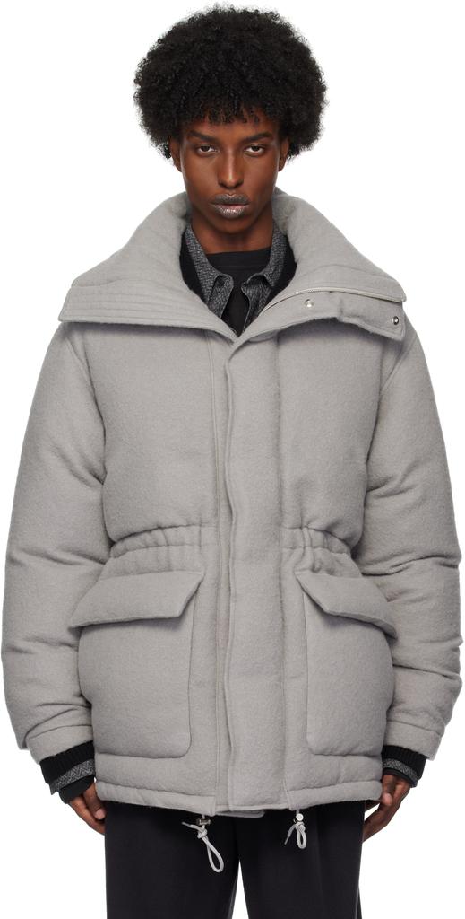 AURALEE Gray Brushed Alpaca Wool Down Jacket