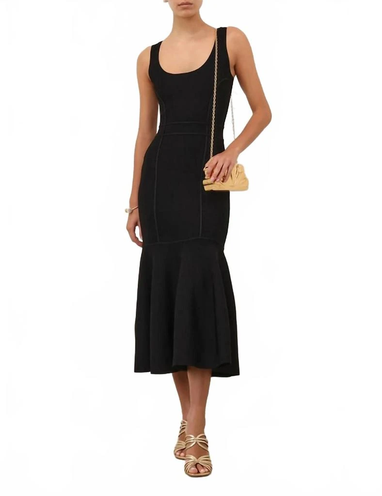 Zimmermann Hypnotic Sculptural Midi Dress In Black 5