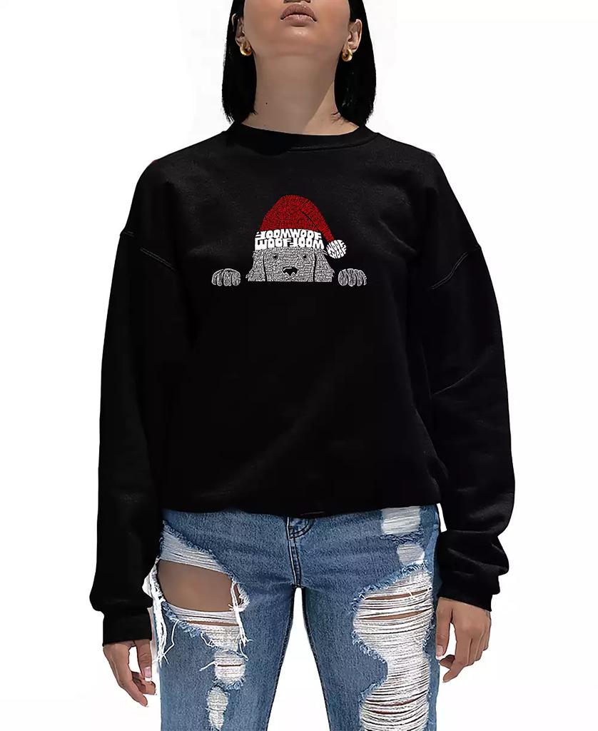 LA Pop Art Women's Rock and Roll Skull Word Art Crewneck