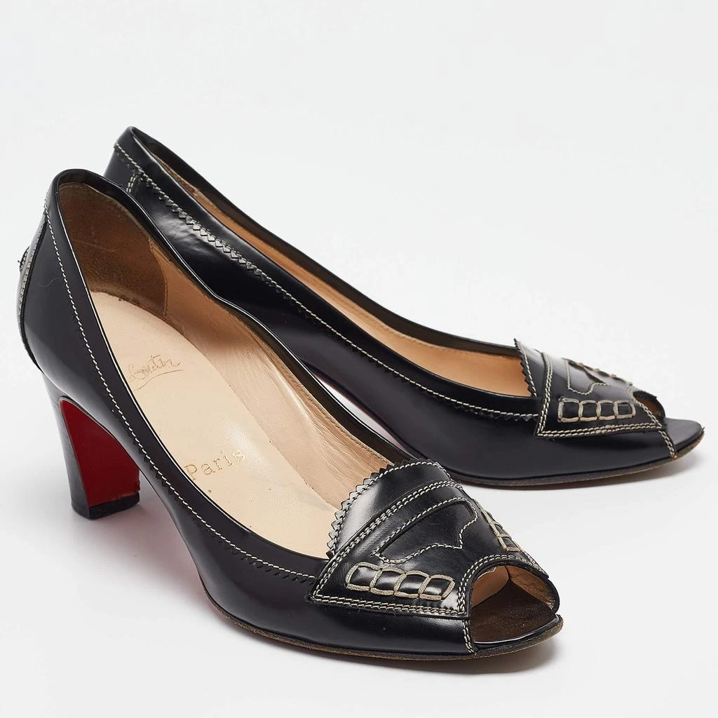 Christian Louboutin Christian Louboutin Black Leather Peep Toe Pumps Size 38.5 4