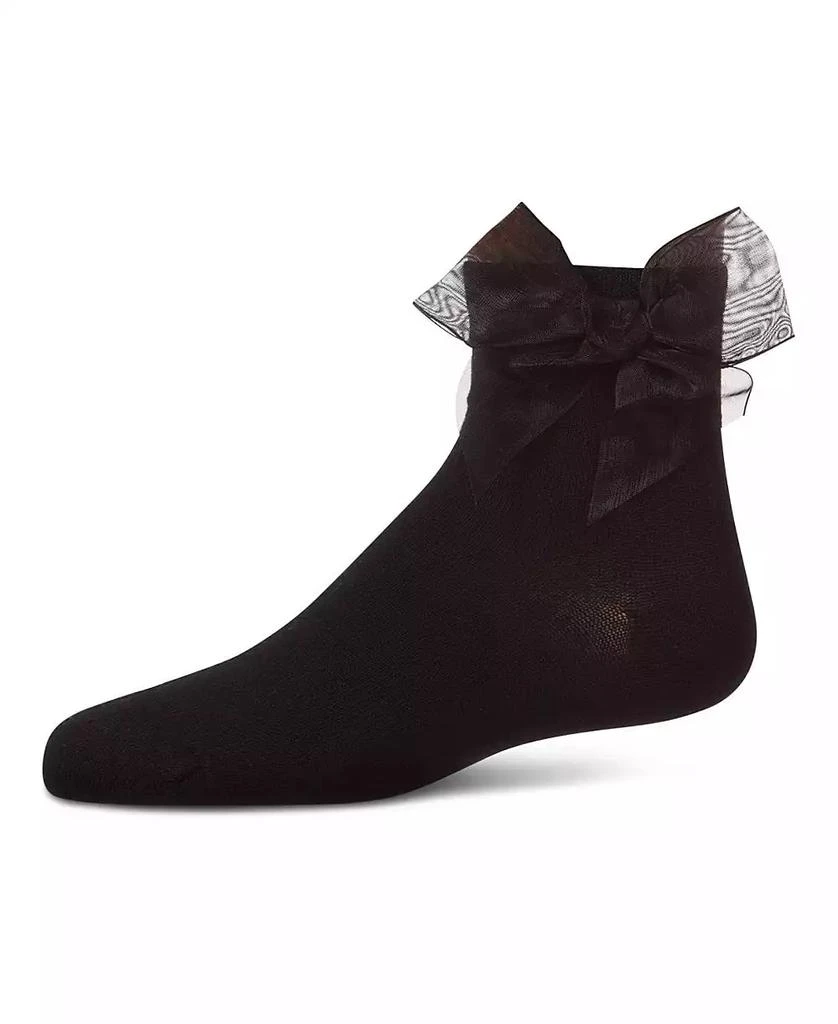 Memoi Big Girls Tulle-Bow-Trimmed Mercerized Cotton-Rich Ankle Sock