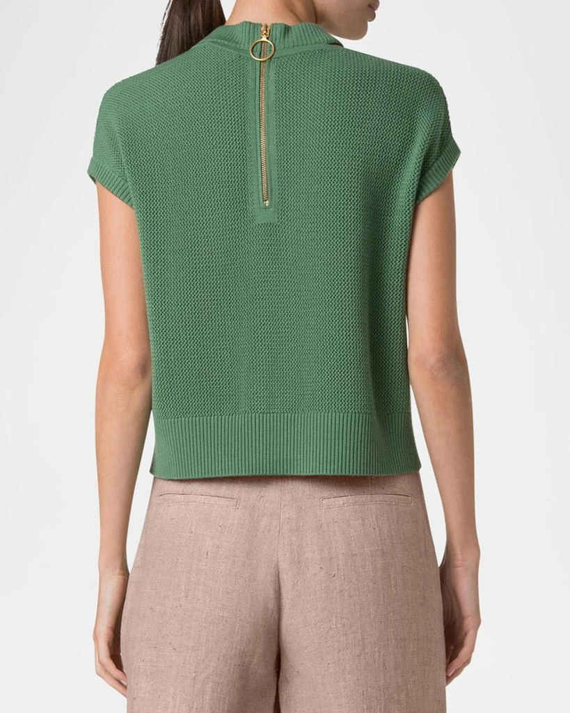 Akris Slash Cutout Short-Sleeve Cool Wool Mesh Knit Sweater 3