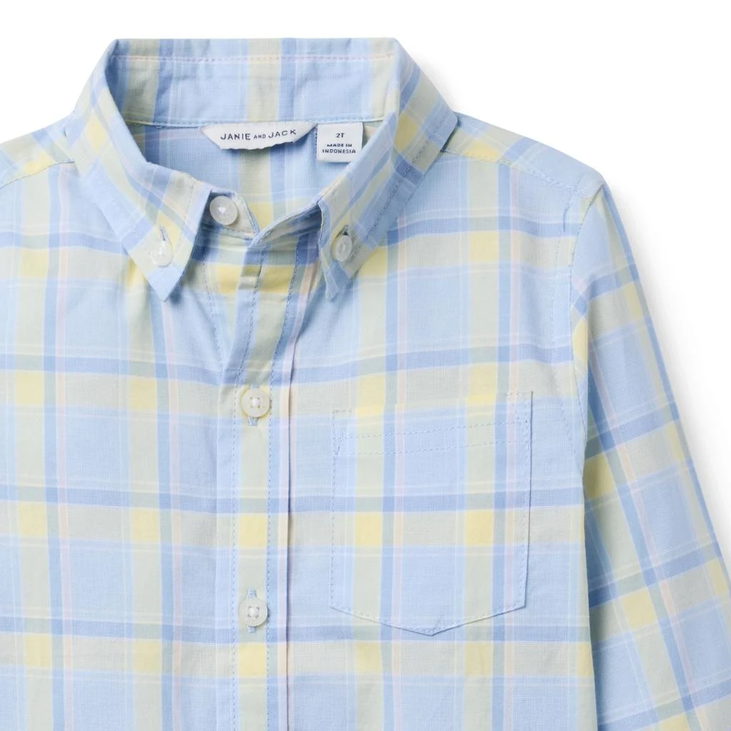 Janie and Jack Madras Plaid Button-Down Shirt (Toddler/Little Kid/Big Kid) 3