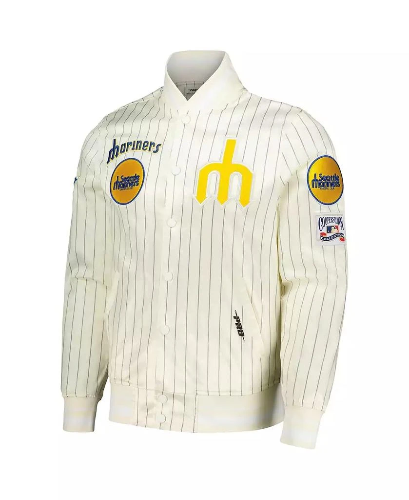 Pro Standard Men's Cream Seattle Mariners Cooperstown Collection Pinstripe Retro Classic Satin Full-Snap Jacket 2