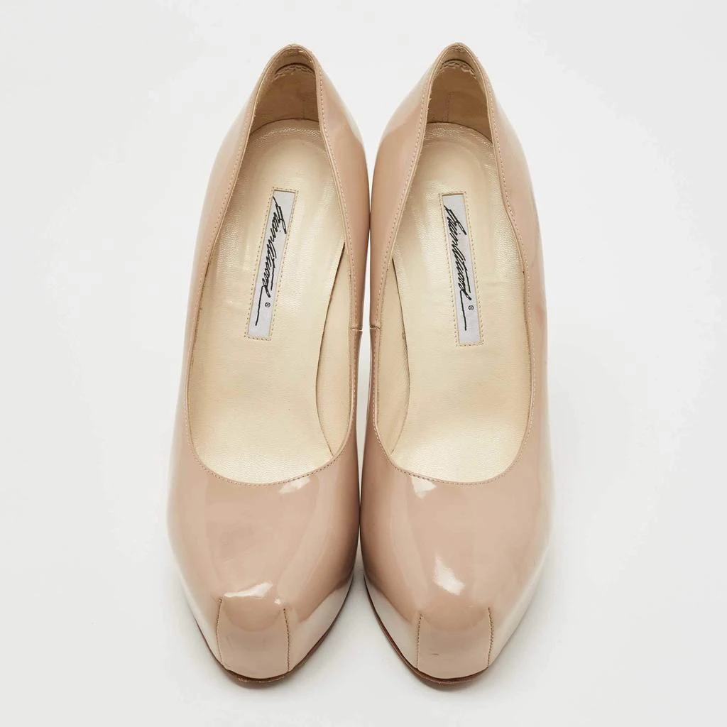 Brian Atwood Brian Atwood Beige Patent Leather Platform Pumps Size 39.5 3