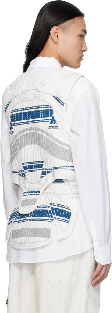 Craig Green White & Navy Hand-Embroidered Harness Vest 3