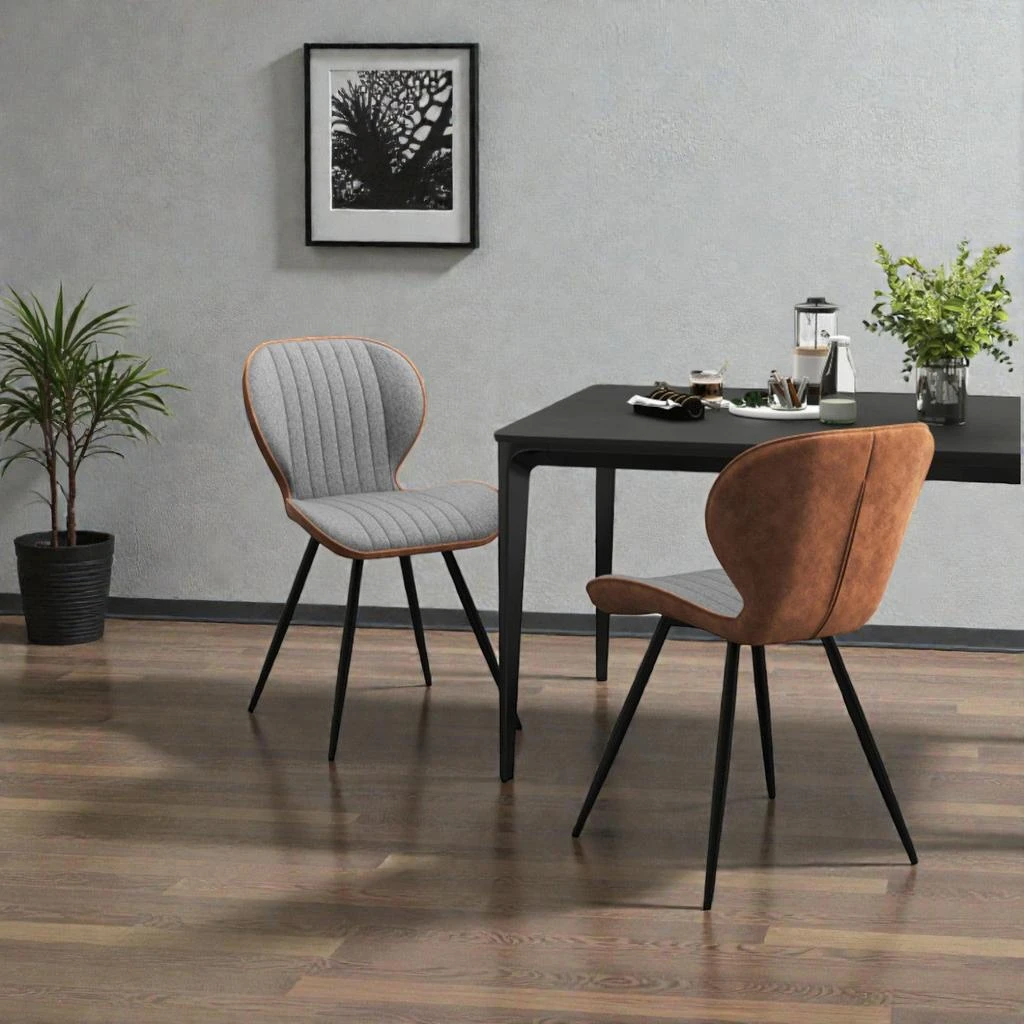 Hivvago Modern Curved-Back Dining Chairs, Armless Design, Set of 2