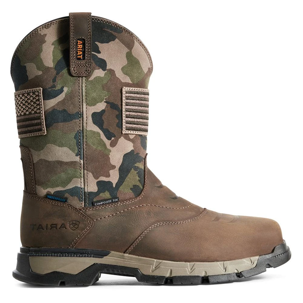Ariat Rebar Flex Patriot Camo Waterproof Composite Toe Pull On Work Boots 1