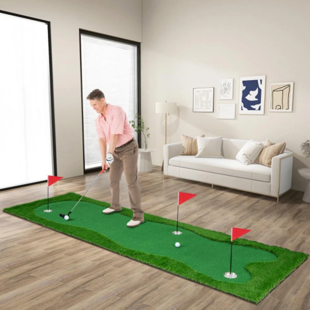 Hivvago Golf Putting Green with Realistic Artificial Grass Turf-S 1