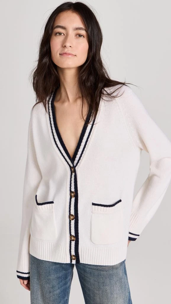 White  Warren Cashmere Varsity Cardigan 6