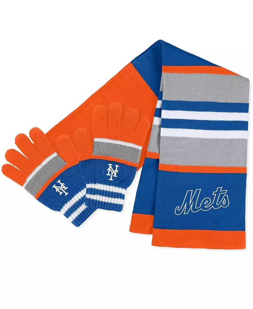 WEAR by Erin Andrews Women's New York Mets Stripe Glove and Scarf Set 1