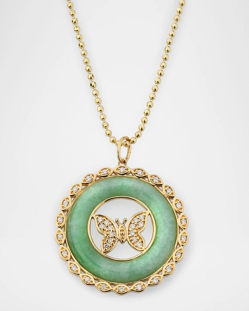 Sydney Evan Butterfly Stone Pendant on 18" Medium Bolita Chain Necklace 1