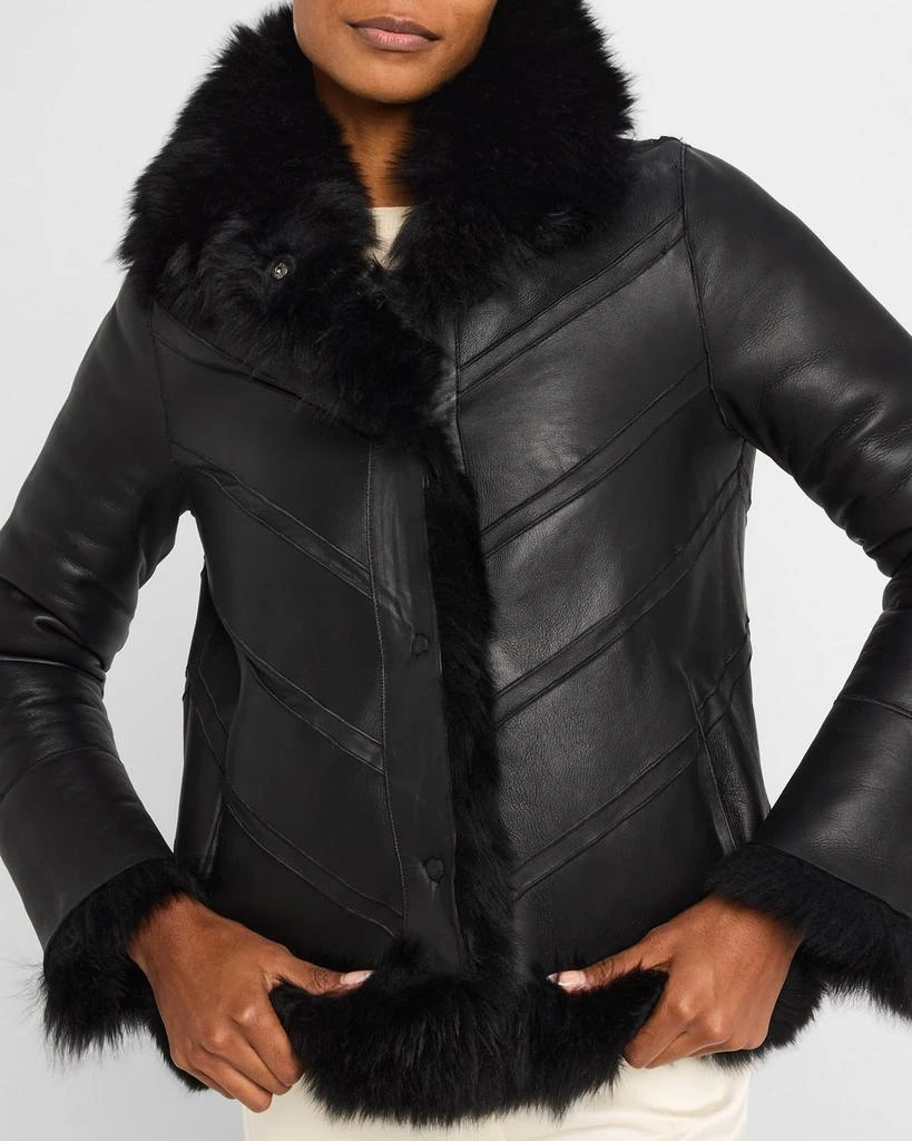 Gorski Reversible Merinillo Lamb Shearling Chevron Jacket With Horizontal Bottom 5
