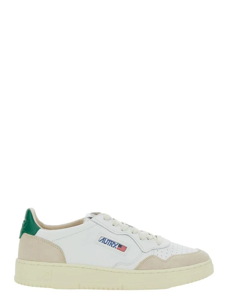 Autry 'Medalist' White Low Top Sneakers With Beige Suede Details In Leather Man 1
