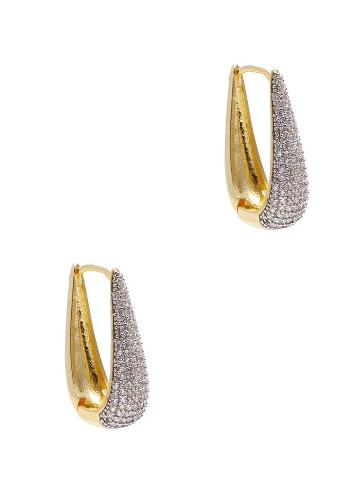 FALLON Elongated gold-plated hoop earrings