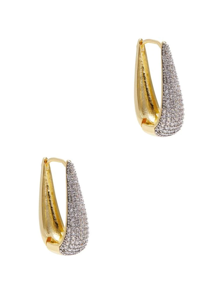 FALLON Elongated gold-plated hoop earrings  1