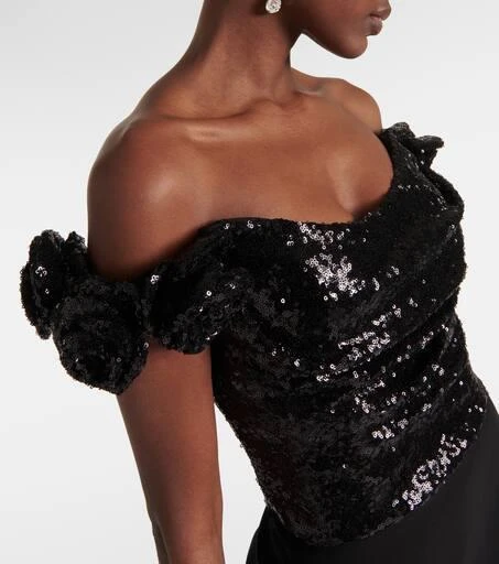 Costarellos Birdie off-shoulder sequined top 4