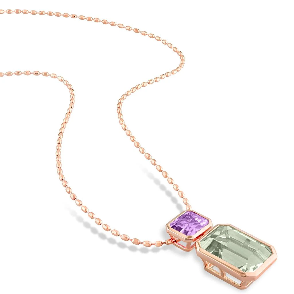 Mimi & Max Womens 20 1/8ct TGW Octagon Green Quartz and Rose de France Necklace in Rose Plated Sterling Silver 5