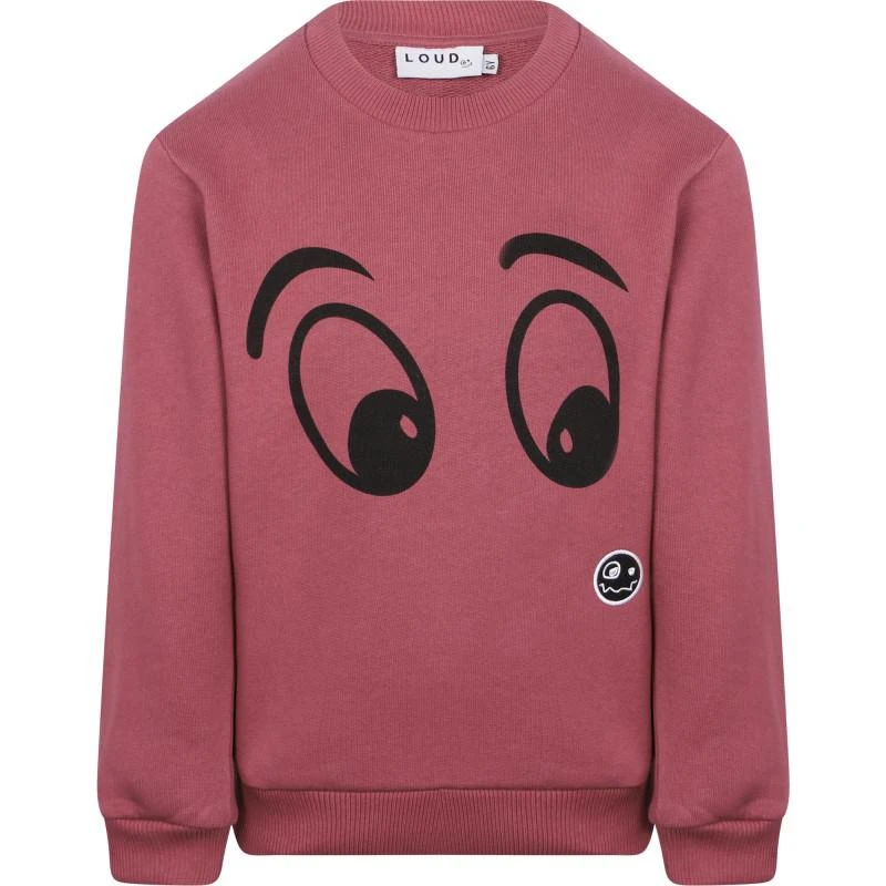 Loud Apparel Eyes print organic logo sweatshirt in maroon 1