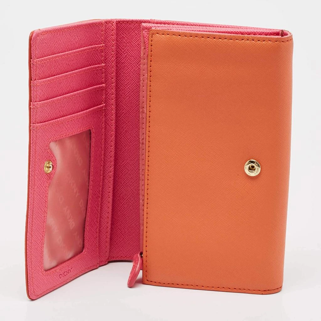 DKNY Dkny Orang/Pink Leather French Flap Wallet 3
