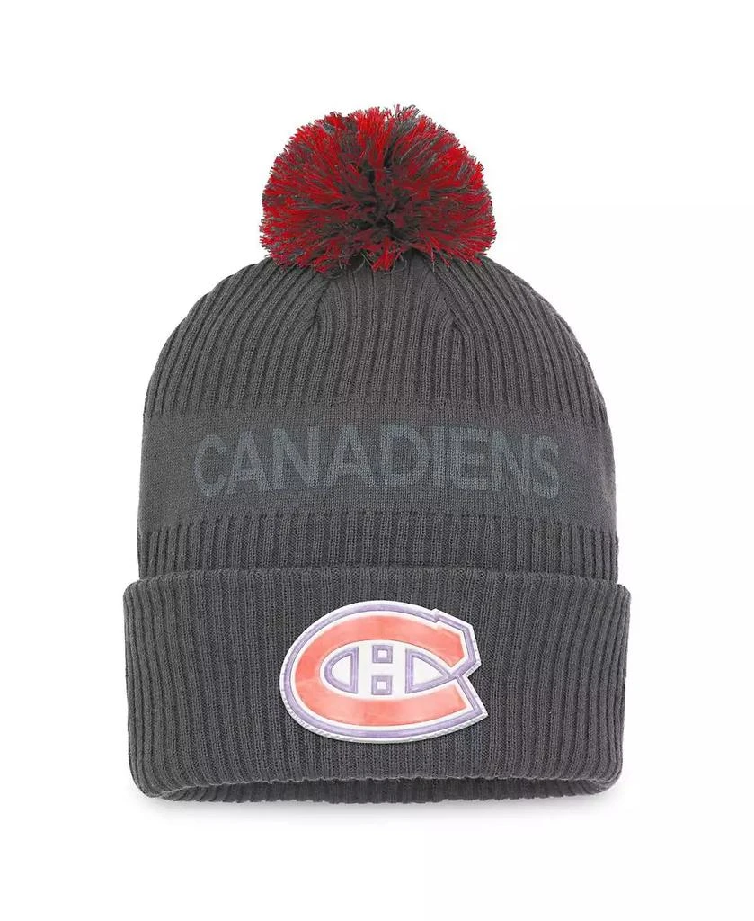 Fanatics Men's Charcoal Montreal Canadiens Authentic Pro Home Ice Cuffed Knit Hat with Pom 1