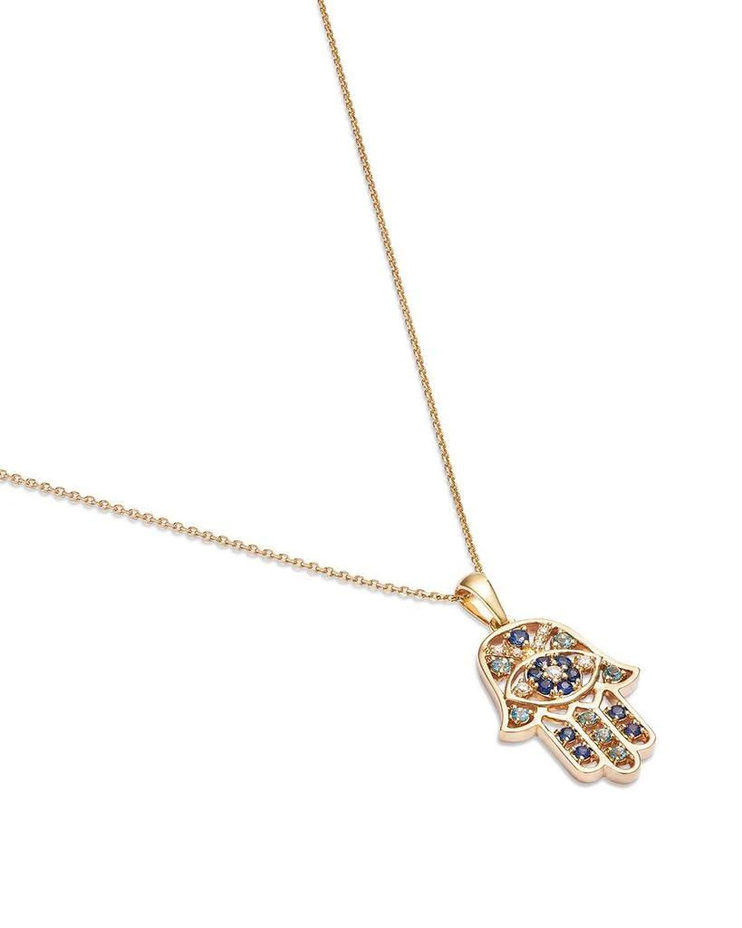 Bloomingdale
s Blue Sapphire, Blue Topaz,
Diamond Accent Hamsa Hand Pendant Necklace in 14K Yellow Gold, 17" 3